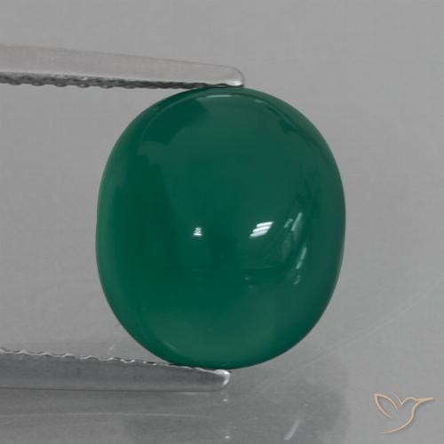 4.14ct 天然 中绿色 玛瑙, 椭圆形, 半透明