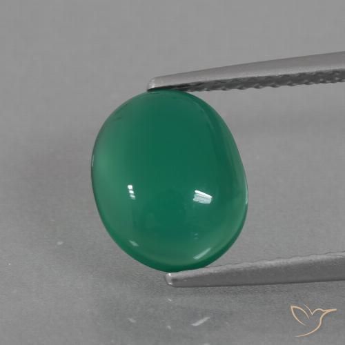 2.11ct 天然 中绿色 玛瑙, 椭圆形, 半透明