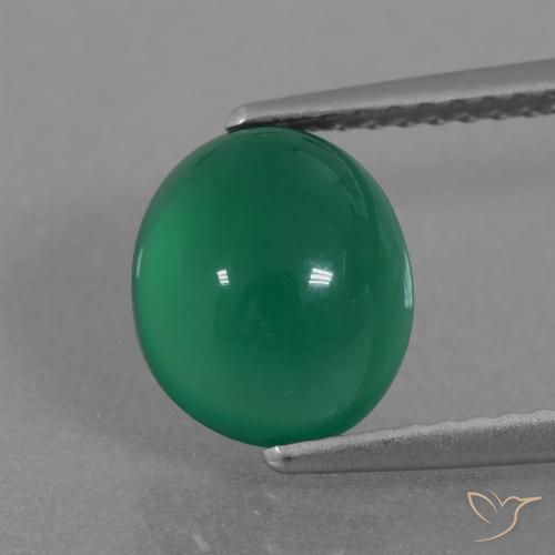2.63ct 天然 暖绿 玛瑙, 椭圆形, 半透明