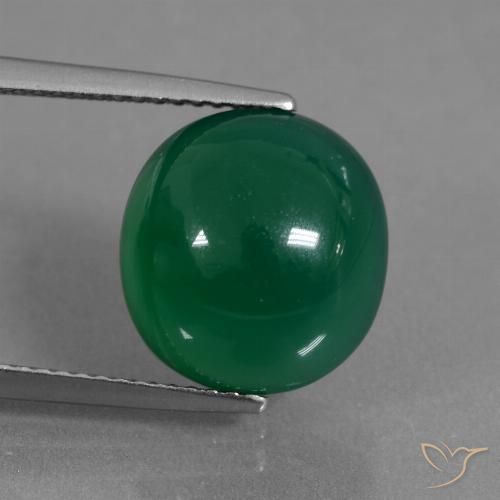 7.02ct 天然 中绿色 玛瑙, 椭圆形, 半透明