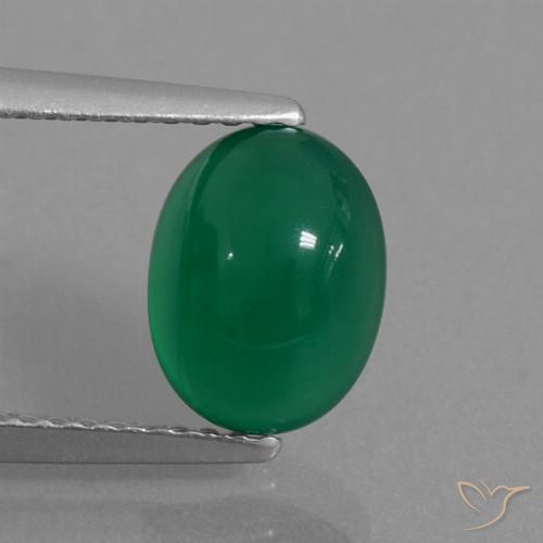 2.24ct 天然 森林绿 玛瑙, 椭圆形, 半透明