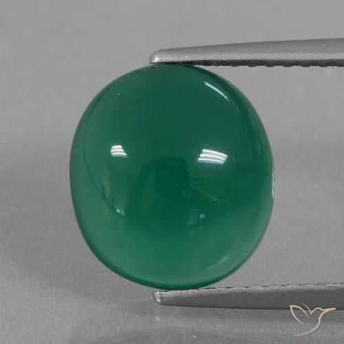 3.83ct 天然 中深绿色 玛瑙, 椭圆形, 半透明