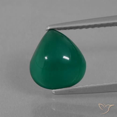 2.47ct 天然 中深绿色 玛瑙, 梨形, 半透明
