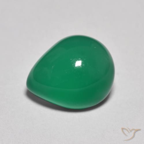 2.67ct 天然 中深绿色 玛瑙, 梨形, 半透明