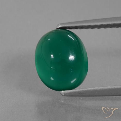 2.46ct 天然 中深绿色 玛瑙, 椭圆形, 半透明