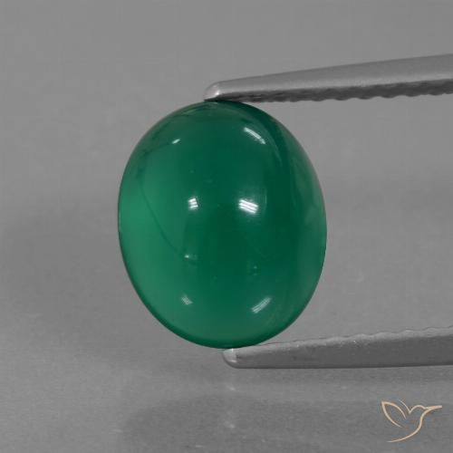2.40ct 天然 森林绿 玛瑙, 椭圆形, 半透明