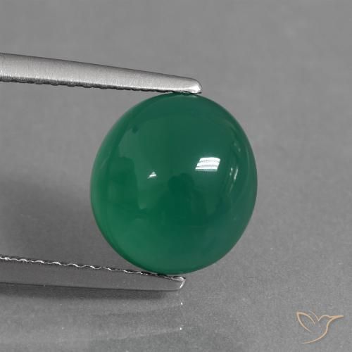 2.75ct 天然 中绿色 玛瑙, 椭圆形, 半透明