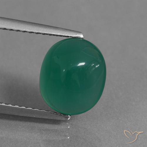 2.53ct 天然 中绿色 玛瑙, 椭圆形, 半透明