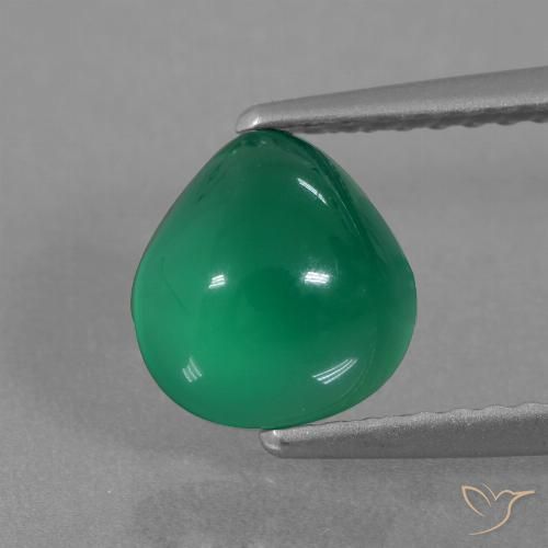 1.63ct 天然 中绿色 玛瑙, 梨形, 半透明