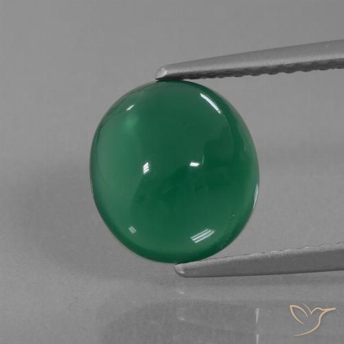 2.77ct 天然 森林绿 玛瑙, 椭圆形, 半透明