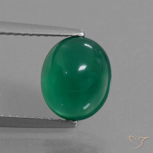 2.57ct 天然 森林绿 玛瑙, 椭圆形, 半透明