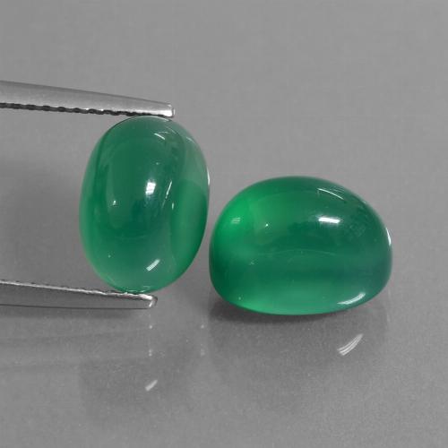 7.42天然绿色玛瑙，椭圆形切割，10.3×6.9毫米，半透明