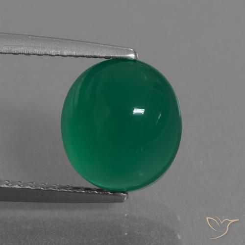 3.20ct 天然 森林绿 玛瑙, 椭圆形, 半透明