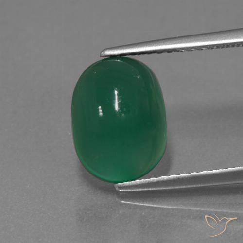 3.11ct 天然 森林绿 玛瑙, 椭圆形, 半透明