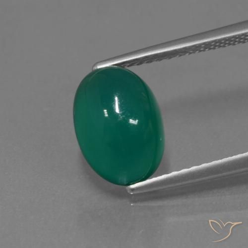 2.97克拉天然绿色玛瑙，椭圆形切割，10.2×7.3毫米，半透明