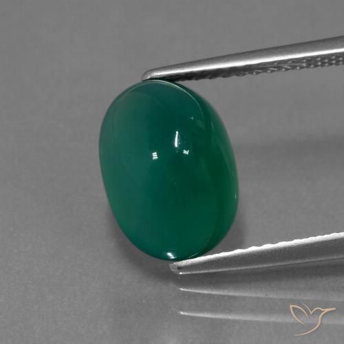 3.39ct 天然 深绿色 玛瑙, 椭圆形, 半透明