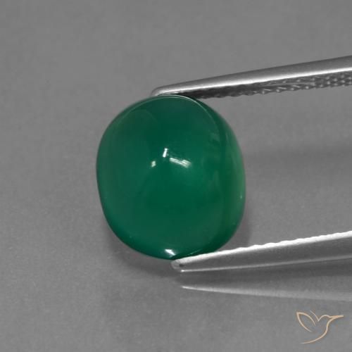 3.23ct 天然 中深绿色 玛瑙, 椭圆形, 半透明