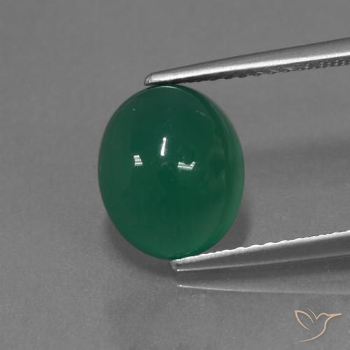 3.17ct 天然 森林绿 玛瑙, 椭圆形, 半透明