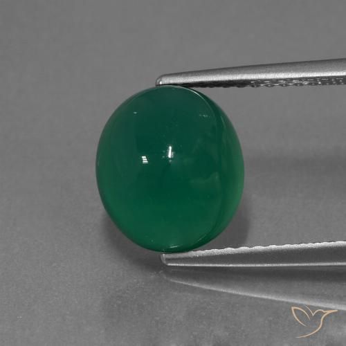 3.65ct 天然 森林绿 玛瑙, 椭圆形, 半透明