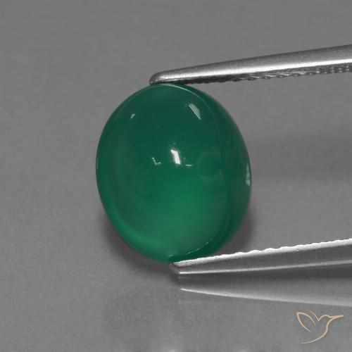 3.61ct 天然 森林绿 玛瑙, 椭圆形, 半透明