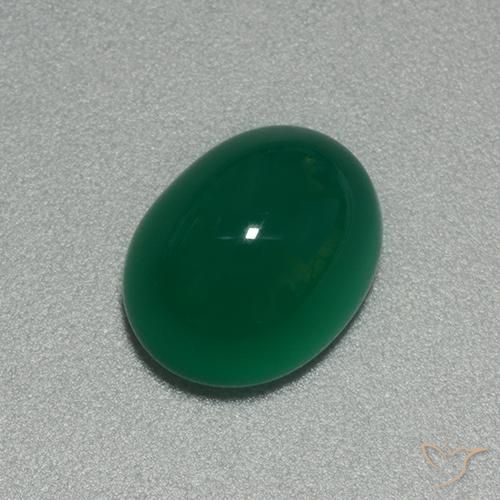 3.92ct 天然 中绿色 玛瑙, 椭圆形, 半透明