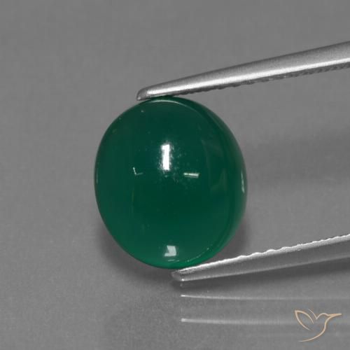 3.60ct 天然 中绿色 玛瑙, 椭圆形, 半透明