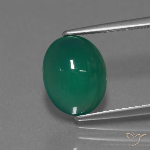 3.23ct 天然 中绿色 玛瑙, 椭圆形, 半透明