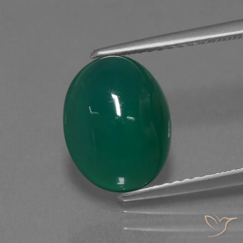 3.76ct 天然 中深绿色 玛瑙, 椭圆形, 半透明