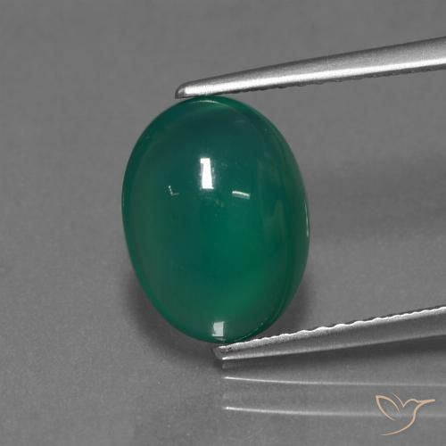 3.15ct 天然 中绿色 玛瑙, 椭圆形, 半透明