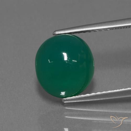 3.53ct 天然 中深绿色 玛瑙, 椭圆形, 半透明