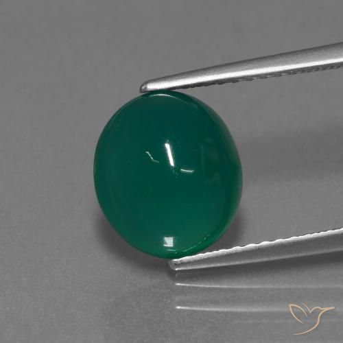 3.49ct 天然 中深绿色 玛瑙, 椭圆形, 半透明
