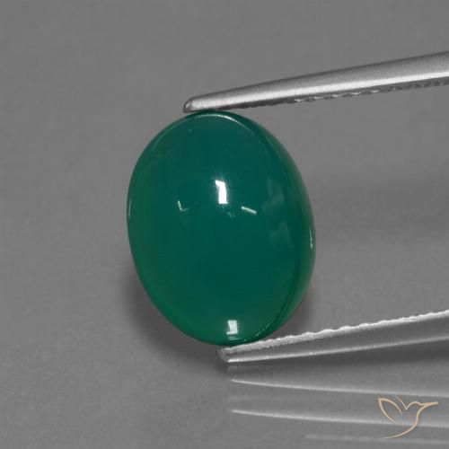 3.50ct 天然 中绿色 玛瑙, 椭圆形, 半透明