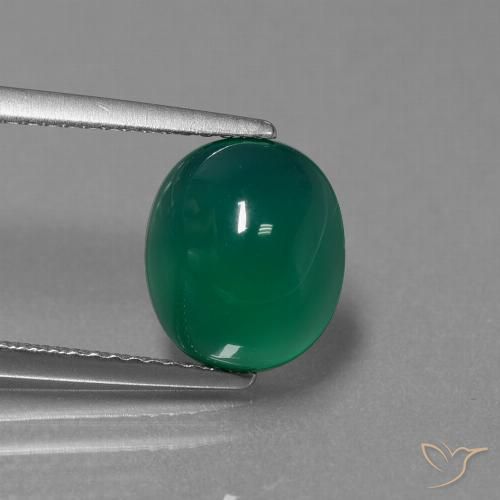 3.03ct 天然 中绿色 玛瑙, 椭圆形, 半透明