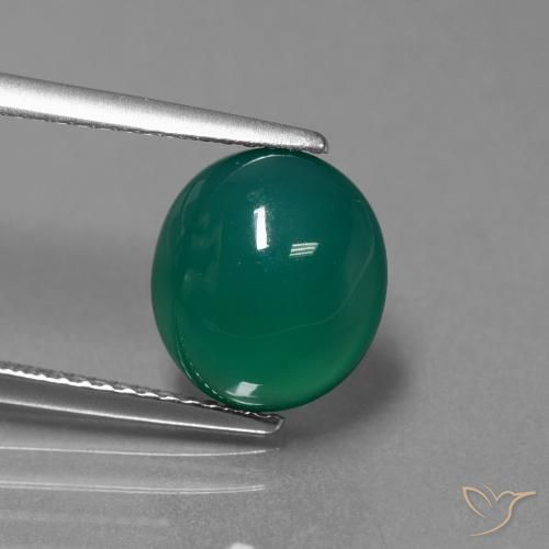 3.54ct 天然 绿色 玛瑙, 椭圆形, 半透明