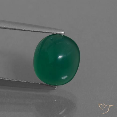 2.99ct 天然 中深绿色 玛瑙, 椭圆形, 半透明