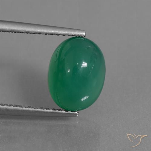 3.28ct 天然 松绿 玛瑙, 椭圆形, 半透明