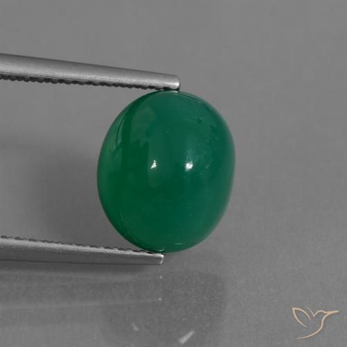3.95ct 天然 中绿色 玛瑙, 椭圆形, 半透明