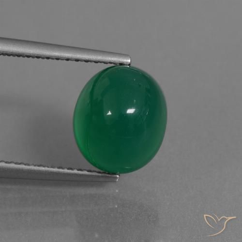 3.44ct 天然 森林绿 玛瑙, 椭圆形, 半透明