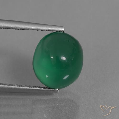 3.66ct 天然 中等翠绿色 玛瑙, 椭圆形, 半透明