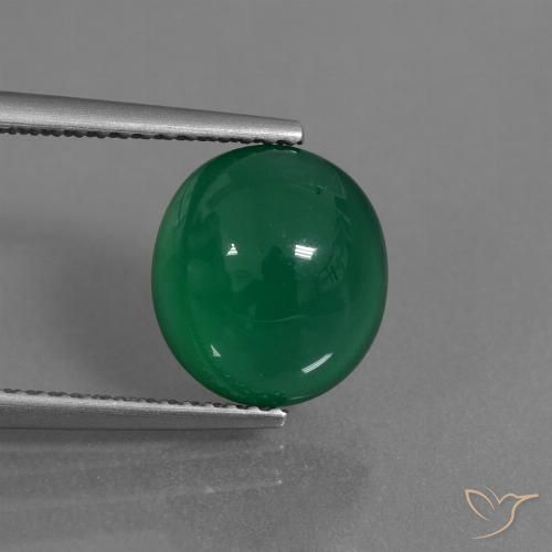 3.34ct 天然 中深绿色 玛瑙, 椭圆形, 半透明