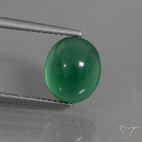 3.46ct 天然 暖绿 玛瑙, 椭圆形, 半透明
