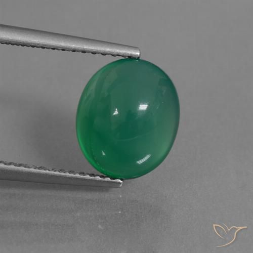 3.19ct 天然 暖绿 玛瑙, 椭圆形, 半透明