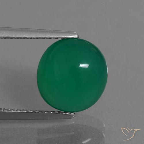 3.31ct 天然 中绿色 玛瑙, 椭圆形, 半透明