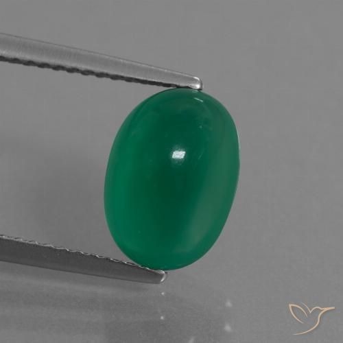 3.62ct 天然 中绿色 玛瑙, 椭圆形, 半透明
