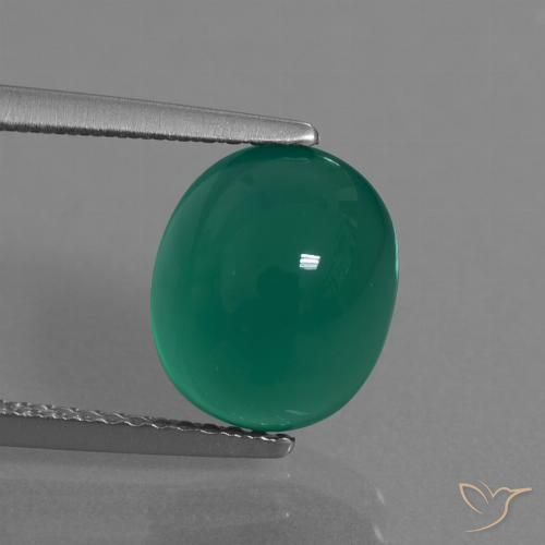 3.76ct 天然 松绿 玛瑙, 椭圆形, 半透明