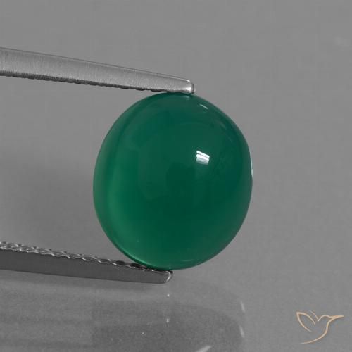 3.36ct 天然 森林绿 玛瑙, 椭圆形, 半透明