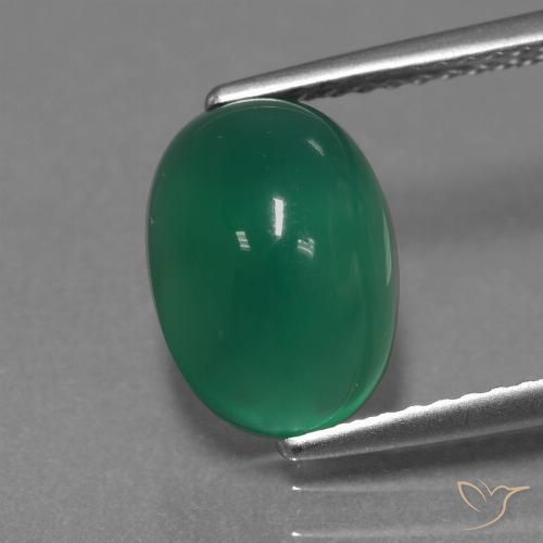2.97ct 天然 森林绿 玛瑙, 椭圆形, 半透明