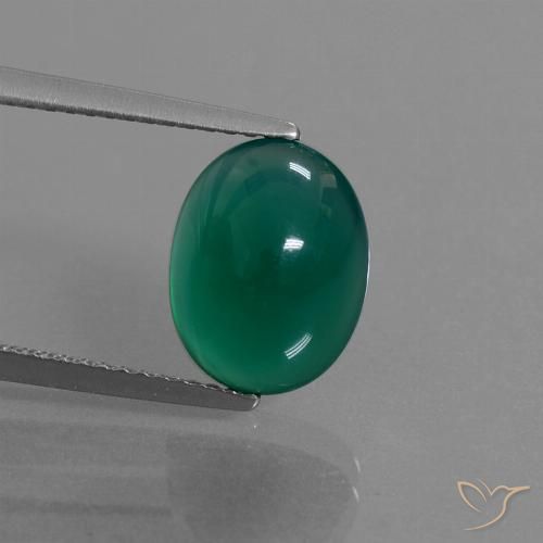 3.64ct 天然 森林绿 玛瑙, 椭圆形, 半透明