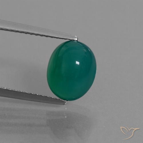 3.04克拉天然绿色玛瑙，椭圆形切割，9.8×7.9毫米，半透明