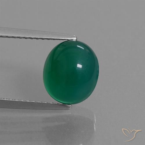 3.73ct 天然 中绿色 玛瑙, 椭圆形, 半透明